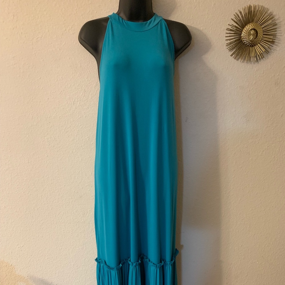 Teal Bottom Pleated maxi dress